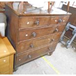 A 3' 7" 19th Century mahogany and cross banded chest of two short and three long graduated