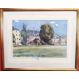 D.W. Burley: a gilt framed mixed media painting entitled "Ehen sur Moselle" - signed and titled