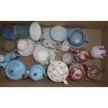 A box containing assorted ceramics including Wedgwood bone china part tea set, etc.