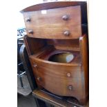 A 60cm 19th Century mahogany bow fronted commode chest, set on bracket feet - china liner missing