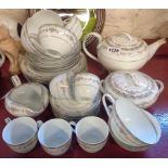 A vintage Japanese part tea and coffee service comprising six trios, sucrier, milk jug, and five