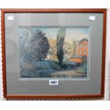 †Gustav Baumann: a framed woodblock print entitled The Mill Pond