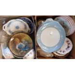 Two boxes of assorted china including Royal Doulton, Coalport, etc.
