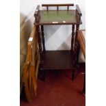 A modern mahogany effect two tier hall table - sold with a vintage rattan panelled folding back rest