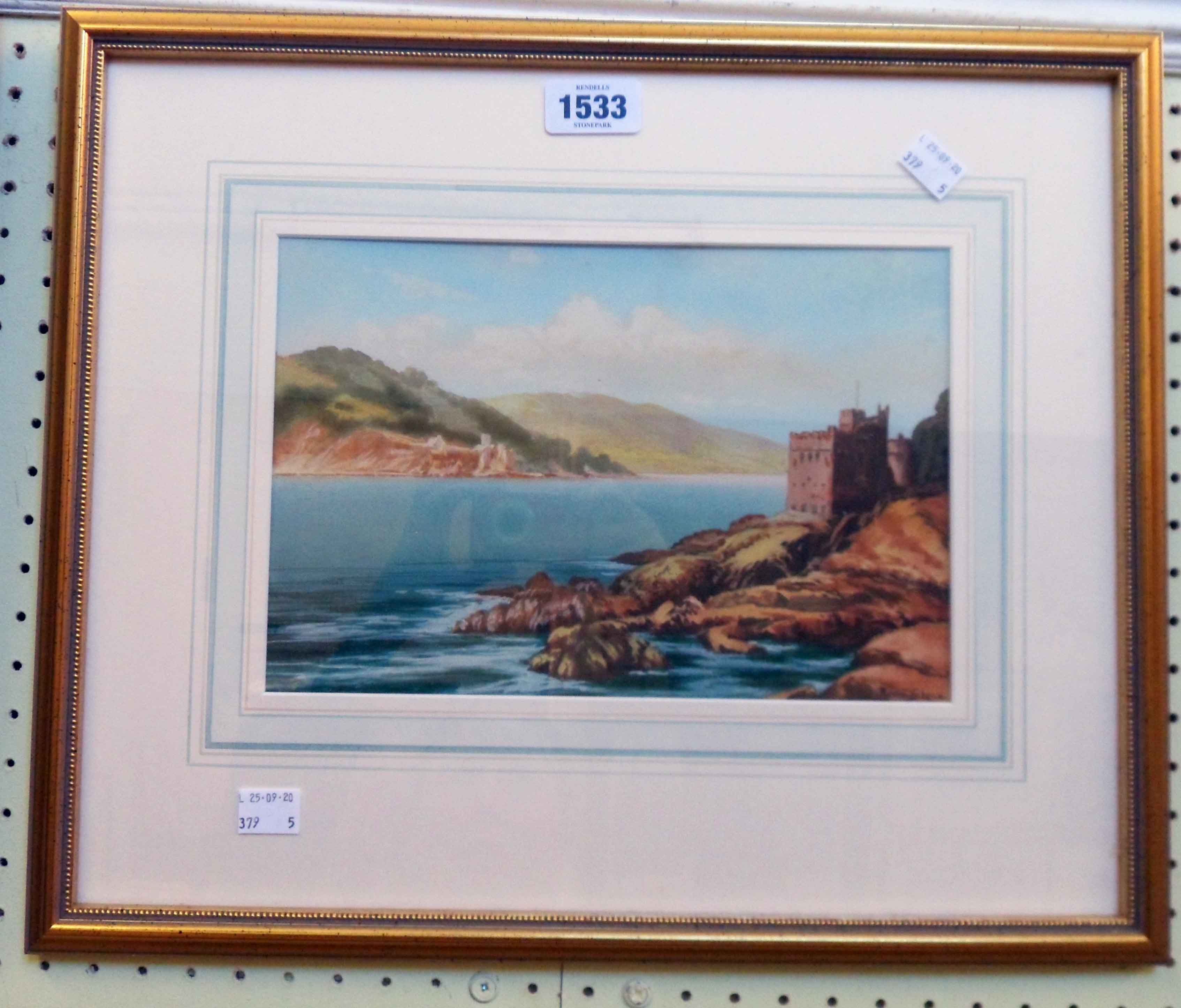 Roland Stead: a gilt framed watercolour, entitled Kingswear Castle, Devon