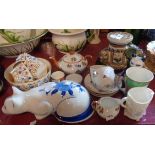 A quantity of china including Victoria tea for two set, Shelley Harmony mug, oriental elephant