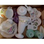 A quantity of assorted ceramics including vases, bell, cup with saucer, etc.