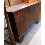 A 1.02m 19th Century pine lift top linen chest with internal candle box, drawer under and original
