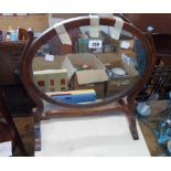 An early 20th Century stained mixed wood framed swing dressing table mirror with oval plate - a/f