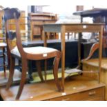 A 60.5cm Edwardian mahogany and strung occasional table - sold with a Regency mahogany framed