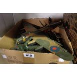 A box containing assorted vintage and kit built and painted 1:72 model aeroplanes including
