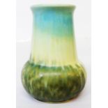 A Ruskin pottery vase decorated with a mottled green and cream souffle glaze - dated 1932