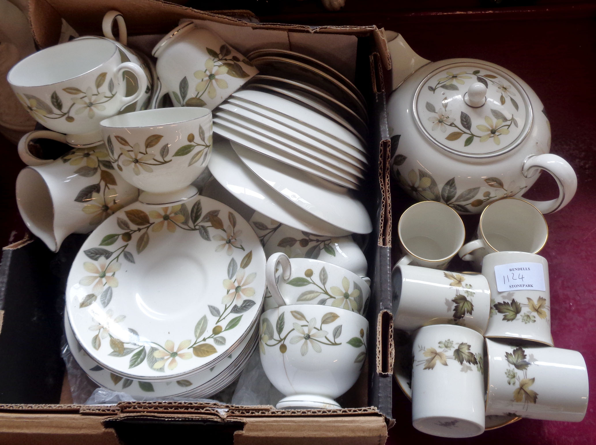 A Wedgwood bone china Beaconsfield part tea set - sold with a Royal Doulton Larchmont part coffee