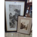 An oak framed early 20th Century monochrome print, entitled Milking Time - sold with a Dupont: a