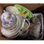 A box containing assorted china