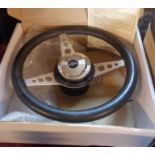 A boxed Mini Cooper Classic Mota-Lita replacement steering wheel