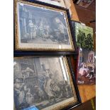 William Hogarth: a pair of framed antique monochrome engravings, one entitled The Enraged