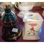 A vintage Wade Johnny Walker water jug - sold with a Wade Bells Whisky decanter