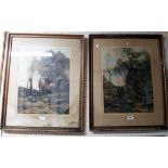 Corot: a pair of gilt framed artist's proof coloured prints both woodland scenes bearing blindstamps