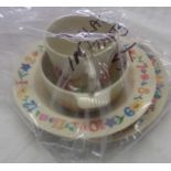 A vintage Permaware child's nursery rhyme cup - sold with two similar bowls and plate