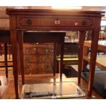 A 76cm 19th Century mahogany and strung fold-over card table - a/f