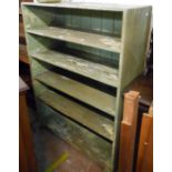 A 94cm 20th Century five shelf open bookcase with green and cream shabby chic finish