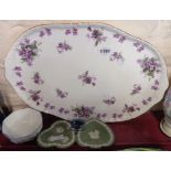 A large Hammersley china tea tray, a Wedgwood Chinese Legend bowl, two Wedgwood green jasper