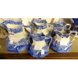 A set of four Copeland Spode Italian graduated octagonal form jugs - sold with an additional smaller