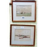 †Norman Wilkinson: a pair of framed small shipping watercolours, one entitled Gravesend the other