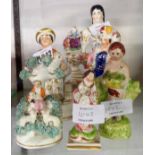Six 19th Century Staffordshire bone china and pottery figurines