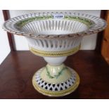A 20th Century porcelain reticulated basket form comport