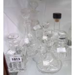 Seven cut crystal and other decanters of assorted sizes