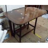 A 61cm 20th Century stained beech and mixed wood swivel top drop-leaf occasional table, set on swept
