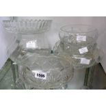 Seven assorted cut glass and other bowls