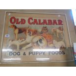 A framed "Old Calabar" dog food chromolithographic advertising poster - clipped