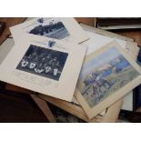 A folio containing unframed watercolours mainly architectural and two mounted rowing team