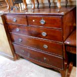 A 1.11m 19th Century mahogany chest with two short and three long graduated drawers, set on raised