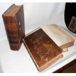 The Holy Bible circa 1820's in 3 vols., folio, leather bound with ribbed stitched spines, all signed