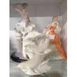 A Lladro ballerina figure G323 (one finger a/f) - sold with a Brooks and Bentley dolphin group and