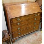 A 1.07m 19th Century inlaid mahogany bureau with fully fitted secret, other drawer and pigeon-hole