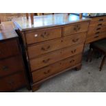 A 93cm 19th Century mahogany chest of two short and three long graduated drawers, set on bracket