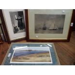 An oak framed Platinotype print of HMS Victory, Portsmouth - sold with Jenkins figurative etching