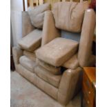 A 1.83m modern suede upholstered two seater settee and pair of armchairs to match