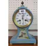 A mid 20th Century painted wood cased balloon clock painted and with signed ducks on pond decoration