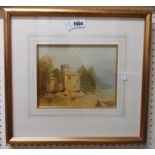 Ferdinand Caulkin: a gilt framed watercolour, depicting a view of Kingswear Castle - photograph