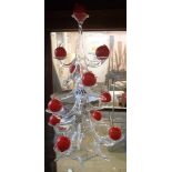 An Italian Parisevetro blown glass Christmas tree candle holder with two boxes of bauble shaped
