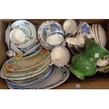 A box containing assorted china including Midwinter Stylecraft, Booths, etc.
