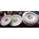 A 19th Century bone china dessert set comprising two comports and eight plates decorated with