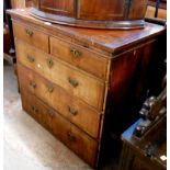 A 97cm late Georgian mahogany and strung veneered top section of a chest on chest with two short and