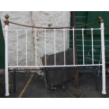 A modern painted metal and brass mounted Victorian style bed end - 1.68m